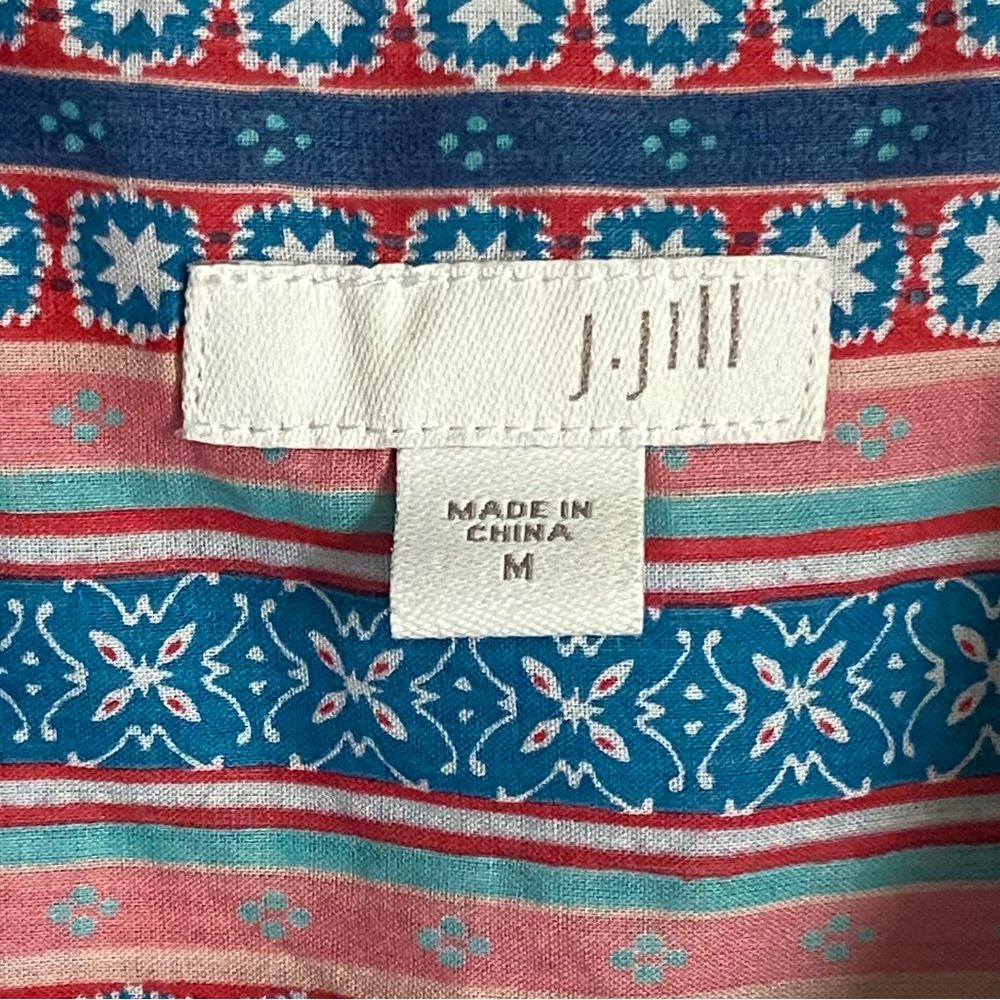 J Jill Linen Linen blend Striped Floral Back Button Top Linen cotton Size Medium - Picture 7 of 14